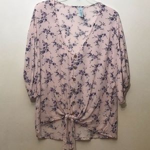 Pretty Pink M Fasis Cropped Crepe Blouse Top M R2